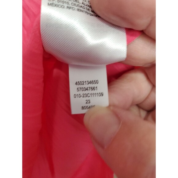 Chico's Pink Crinkle Texture Pleated Ruffle Neck Tiered Flare Sleeve Blouse Sz S - Picture 7 of 7